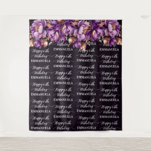 Gelukkige Verjaardagsnaam collage foto achtergrond Wandkleed