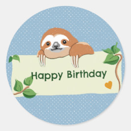 Gelukkige verjaardagssloth ronde sticker