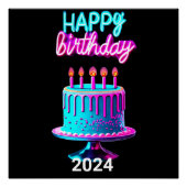 Gelukkige Verjaardagstaart 2024 Bday Party Custom Perfect Poster (Voorkant)
