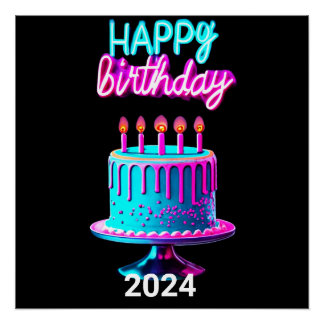 Gelukkige Verjaardagstaart 2024 Bday Party Custom  Perfect Poster