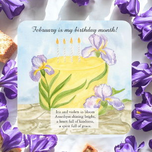 Gelukkige verjaardagstaart voor Iris in februari Vierkante Sticker