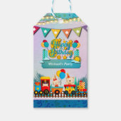 Gelukkige Verjaardagstrein met Leuke Dieren Wensen Cadeaulabel