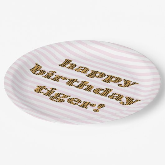 Gelukkige verjaardagsttijger! Fun Tiger Print Papieren Bordje (Gekanteld)