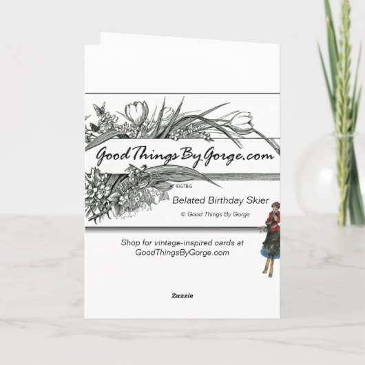 Gelukkige Verlate Verjaardag voor een Vrouw Skier, Kaart (Achterkant)