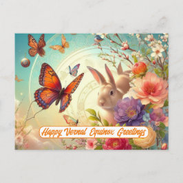 Gelukkige Vernal Equinox Groeten Briefkaart