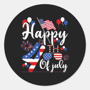 Gelukkige Vierde Juli Patriottische Amerikaanse Vl Ronde Sticker