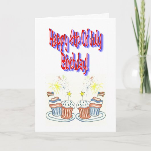 Gelukkige vierde van de Verjaardag van Juli Kaart (Voorkant)