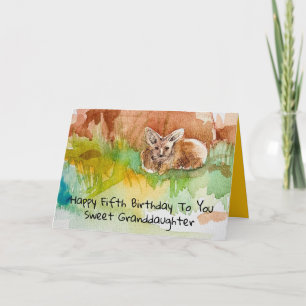 Gelukkige vijfde verjaardag kleindochter Kit Fox Kaart