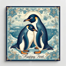 Gelukkige Voeten Pinguïn Ijs Vogel Koppel Sneeuw G