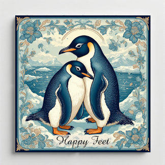 Gelukkige Voeten Pinguïn Ijs Vogel Koppel Sneeuw G Magneet
