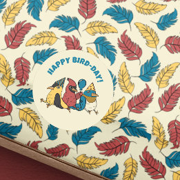 Gelukkige Vogel Dag Cartoons Vogels Thema Verjaard Ronde Sticker