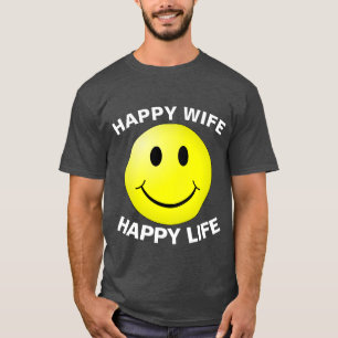 GELUKKIGE VROUW GELUKKIG LEVEN, Grappige heren T-s T-shirt