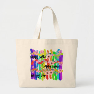 gelukkige vrouw gelukkig moeder gelukkig leven grote tote bag