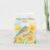 Gelukkige vrouw Maart verjaardag Blauwe Vogel Kaart (Voorkant)