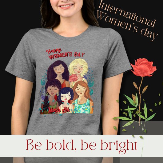 Gelukkige Vrouwendag Illustratie Diverse Vrouwen Tri-Blend Shirt