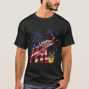 Gelukkige Vuurwerk Republikeinse Olifant Amerika 4 T-shirt