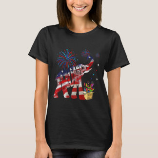 Gelukkige Vuurwerk Republikeinse Olifant Amerika 4 T-shirt