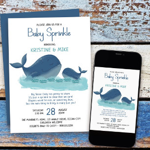 Gelukkige Walvis Waterverf Jongen Baby Sprinkle Kaart