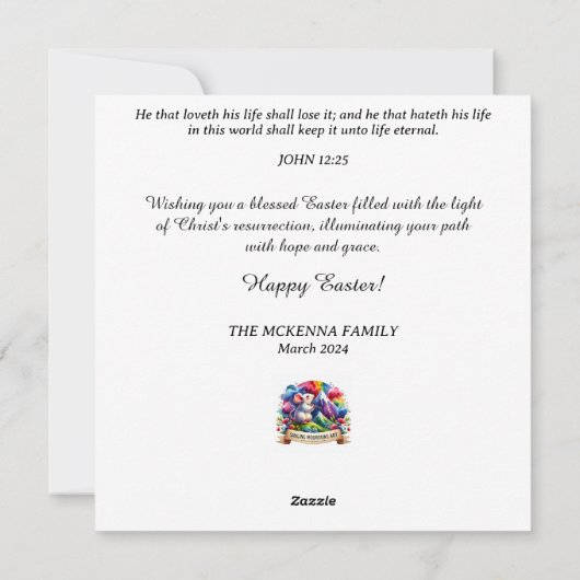 Gelukkige Waterverf lamsbloemen Christelijk Pasen Feestdagenkaart (Achterkant)