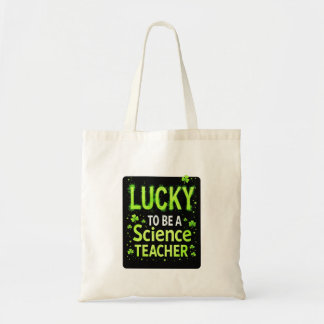gelukkige wetenschapsleraar tote bag