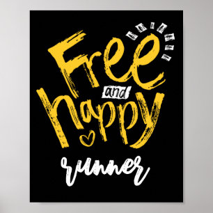 Gelukkige woorden met gele typografie op zwart poster