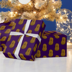 Gelukkige Zoete Aardappel Donkerpaars Cadeaupapier