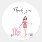 Gelukkige zoete zestien, 16e verjaardag ronde sticker (Voorkant)