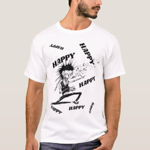 GELUKKIGE ZOMBIE, HEREN WIT T-SHIRT
