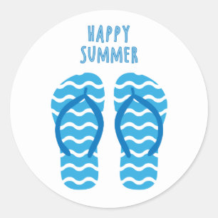 Gelukkige zomer sticker met teenslippers