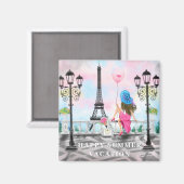 Gelukkige Zomer Vakantie Vrouw In Parijs Magnet Gi Magneet (Voorkant / Achterkant)