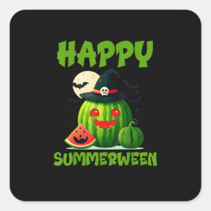 Gelukkige Zomer Watermeloen Jack-O-Lantern Vierkante Sticker