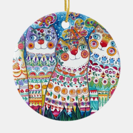 Gelukkige zomerkatten keramisch ornament (Voorkant)