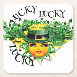 GELUKKIGE ZON! VIERKANTE KARTONNEN ONDERZETTER