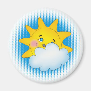 Gelukkige zon & wolk - Magneet