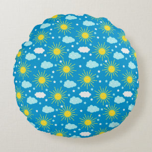Gelukkige Zon, Wolken en Sterren Rond Kussen