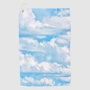 Gelukkige Zonnige Wolken Lichtblauwe Hemel Achterg Golfhanddoek