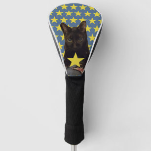 Gelukkige Zwarte Kat w/Stars Golfheadcover