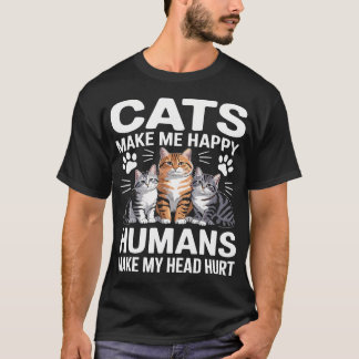 Gelukkiger met katten dan met mensen t-shirt