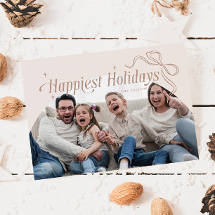 Gelukkigste Feestdagen Beige Kerstvakantie Kaart