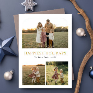 Gelukkigste Feestdagen Elegant Gold Family Christm Feestdagenkaart