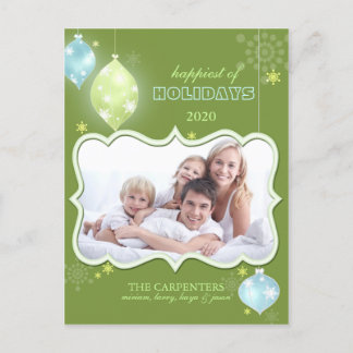 Gelukkigste Feestdagen Groene Familiefoto