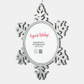 Gelukkigste feestdagen toevoegen business logo naa tin sneeuwvlok ornament (Rechts)