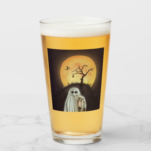 Gelukkigste Halloween bier mok Glas (Voorkant gevuld)