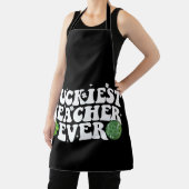 Gelukkigste leraar ooit Disco Ball Shamrock Groovy Schort (Insitu)