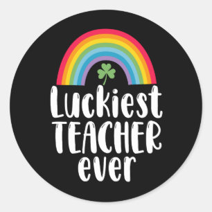 Gelukkigste Leraar Ooit School Cadeau St. Patrick' Ronde Sticker