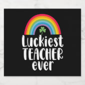 Gelukkigste leraar ooit school cadeau St Patricks  Sparkling Wijnetiket (Enkel label)