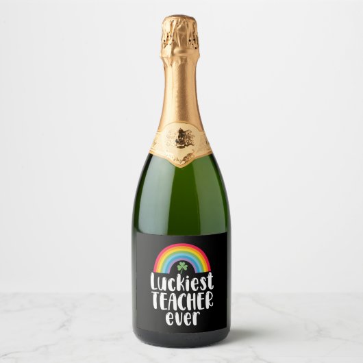 Gelukkigste leraar ooit school cadeau St Patricks  Sparkling Wijnetiket (Voorkant)