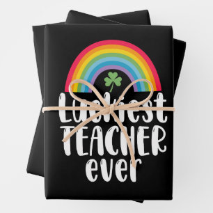 Gelukkigste leraar ooit schoolcadeau St. Patricksd Inpakpapier Vel