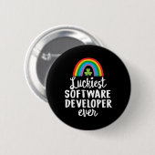 Gelukkigste softwareontwikkelaar ooit St. Patrick  Ronde Button 5,7 Cm (Voorkant /achterkant)