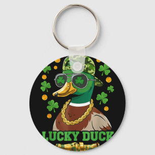 Geluks eend St. Patrick's Day wilde eend jager man Sleutelhanger
